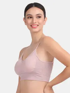 Amour Secret Peach-Coloured Moisture Wicking Dry-Fit Sports Bra - Lightly Padded