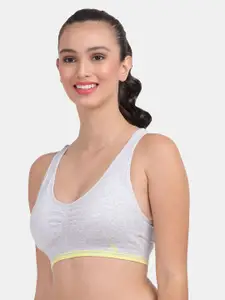 Amour Secret Grey & Green Lightly Padded Sports Bra