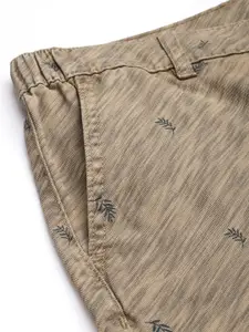The Indian Garage Co Men Khaki Printed Slim Fit Shorts