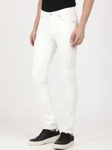 Lee Men White Bruce Skinny Fit Low Distress Stretchable Jeans