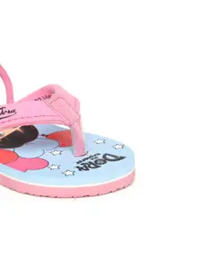 toothless Girls Blue & Pink Dora Printed Rubber Thong Flip-Flops