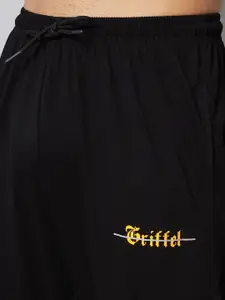GRIFFEL Men Black Solid Cotton Track Pants
