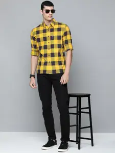 Levis Men Yellow And Navy Blue Slim Fit Buffalo Checked Casual Shirt