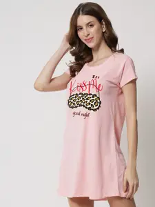 FFLIRTYGO Pink Printed Nightdress