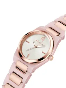 Furla Women White Dial & Beige Bracelet Style Straps Analog watch