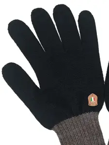 Gajraj Men Black & Charcoal Grey Winter Acrylic Woolen Gloves