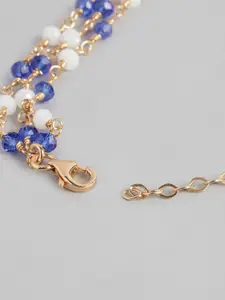 Carlton London Women Rose Gold-Plated & Blue Brass Charm Bracelet