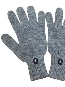 Gajraj Men Grey Melange Winter Woollen Gloves