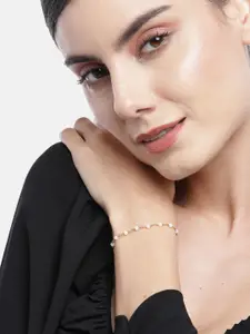 Carlton London Women Rose Gold-Plated & White Brass Charm Bracelet