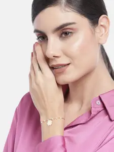 Carlton London Women Gold-Toned & White Brass Gold-Plated Charm Bracelet