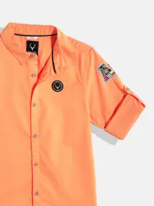 Allen Solly Junior Boys Orange Pure Cotton Casual Shirt