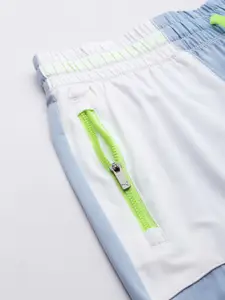 Puma Men Blue Colourblocked DryCELL Running Sports Shorts With Neon Green Drawstring
