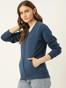 Monte Carlo Women Teal Blue Solid Sweatshirt