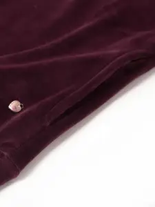 Monte Carlo Women Burgundy Velvet Sweatshirt