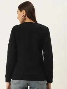 Monte Carlo Women Black Floral Embroidered Sweatshirt