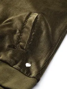 Monte Carlo Women Olive Green Velvet Sweatshirt