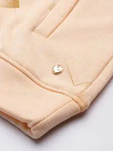 Monte Carlo Women Peach-Coloured Printed Hooded Sweatshirt- With Embellished Detail