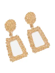 SOHI Gold-Toned Gold-plated Contemporary Drop Earrings