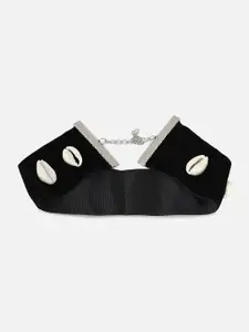 SOHI Black & Silver-Toned Choker Necklace