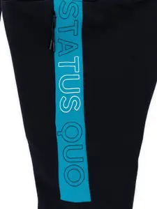 Status Quo Boys Black & Blue Solid Cotton Track Pants