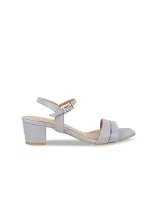 Mochi Grey Solid Block Heels