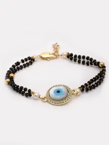 PANASH Women Gold-Toned & Black Brass Gold-Plated Charm Bracelet