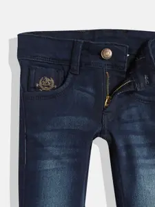 U.S. Polo Assn. Kids Boys Navy Blue Slim Fit Heavy Fade Stretchable Jeans