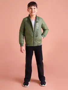 U.S. Polo Assn. Kids Boys Green Printed Bomber Jacket