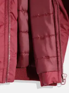 U.S. Polo Assn. Kids Boys Maroon Brand Logo Printed Bomber Jacket