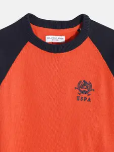 U.S. Polo Assn. Kids U S Polo Assn Kids Boys Orange Raglan Sleeves Pullover