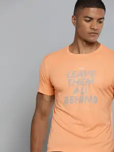 HRX by Hrithik Roshan Men Orange Typography Printed Rapid Dry T-shirt