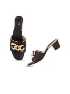 SCENTRA  Women Black  embellished Party Heel Block Pumps