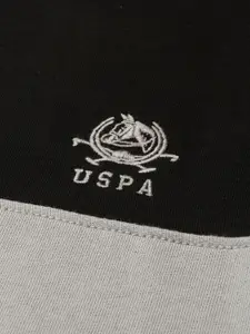 U.S. Polo Assn. Men Black & Grey Colourblocked Sweatshirt