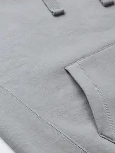 U.S. Polo Assn. U S Polo Assn Men Grey Embroidered Hooded Pullover Sweatshirt