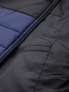 Blackberrys Men Navy Blue Black Colourblocked Padded Jacket