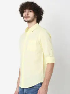 Mufti Men Yellow Classic Slim Fit Pure Cotton Casual Shirt