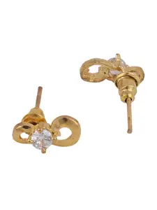 Bhana Fashion Gold-Plated White AD Stone Studded Pendant With Chain & Earrings