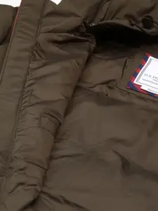 U.S. Polo Assn. U S Polo Assn Men Brown Solid Hooded Puffer Jacket