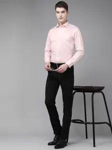 Blackberrys Men Pink & Red Pure Cotton Slim Fit Printed Formal Shirt