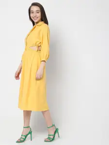 Vero Moda Yellow Waist Cut-Out A-Line Dress