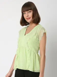 Vero Moda Women Green Peplum Top