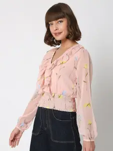 Vero Moda Pink Floral Print Blouson Top