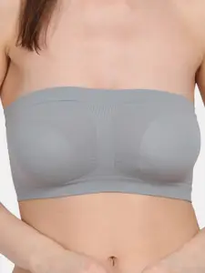 Amour Secret Set Of 3 Green & Grey Non Padded & Non Wired Solid Bandeau Bra