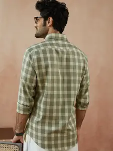Andamen Men Green Slim Fit Tartan Checks Checked Casual Shirt