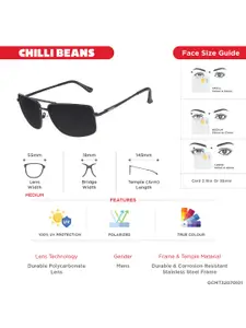Chilli Beans Men Black Lens & Black Rectangle Sunglasses with UV Protected Lens