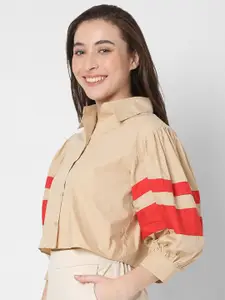 Vero Moda Women Brown Colourblocked Casual Shirt