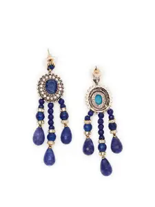 SOHI Blue Contemporary Drop Earrings