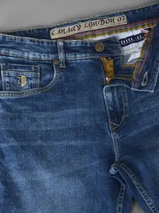 Canary London Men Blue Smart Straight Fit Low-Rise Light Fade Printed Stretchable Jeans