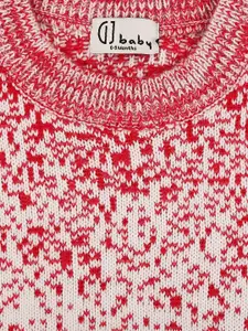 Gini and Jony Girls Red & White Printed Wool Pullover