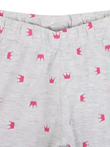 PROTEENS Girls Grey Printed Cotton  Lounge Pants